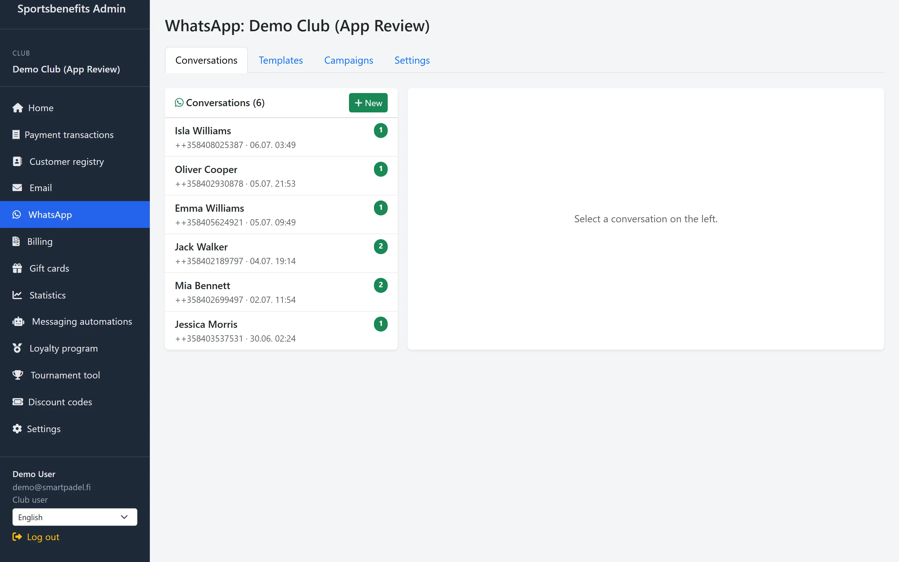 Screenshot: WhatsApp conversations in one view